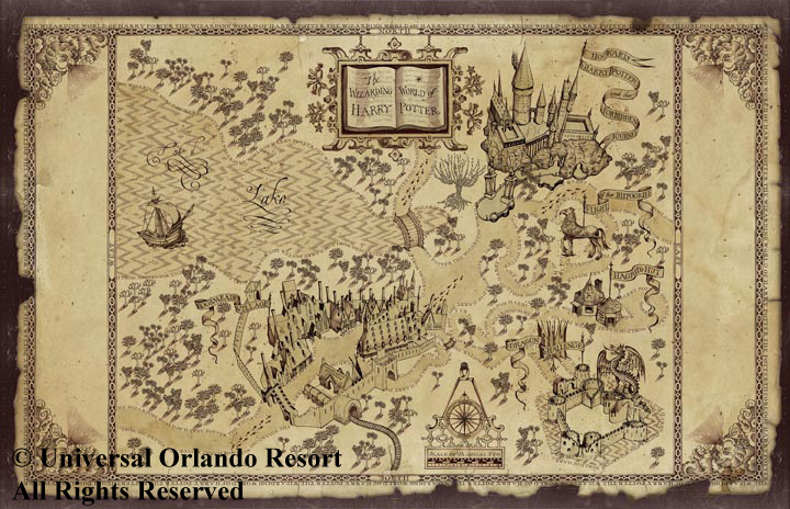 harry potter world map. harry potter world rides.