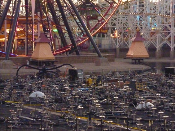 Projection Towers sit at the foot of Mickey\'s Fun Wheel