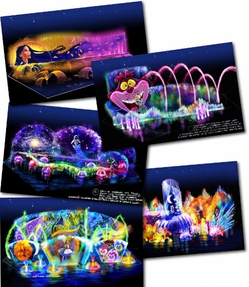 Concept renderings of actual World of Color scenes