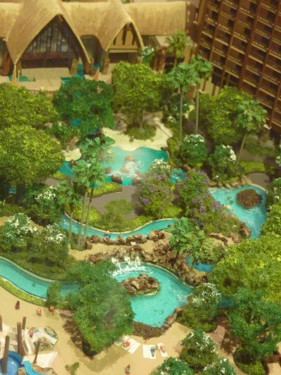 Aulani pool area of the model