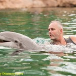 Survivor first winner Richard Hatch with Dexter, at Discovery Cove in Orlando