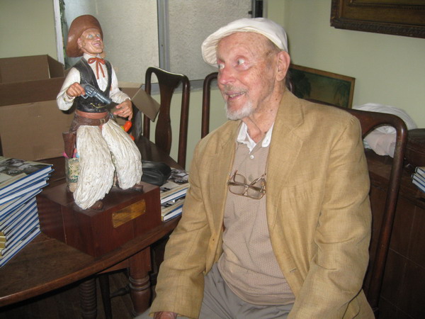 Wally with a plaster model of himself