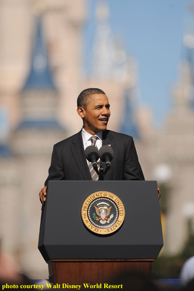 President Barack Obama Delivers News at Walt Disney World Resort