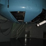The 100-inch lens sits in the wide rim at the bottom of the telescope. There is now a scope to peer through at ground level for students.