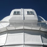 Looking up at the retractable opening of the observatory dome
